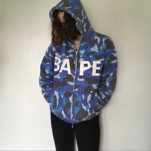 blue camo bape hoodie